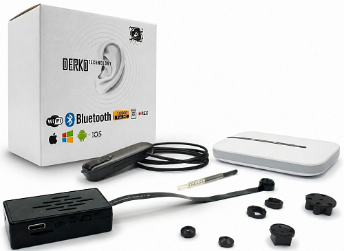 Wi-Fi микрокамера G100 2MP Full HD и 4G WiFi роутер LTE M8-E с Bluetooth-гарнитурой Profit BT02 и микронаушником магнит Sphere 2 мм