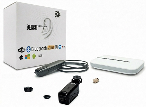 Wi-Fi микрокамера A350 5MP Full HD 10x zoom и 4G WiFi роутер LTE M8-E с Bluetooth-гарнитурой Profit BT02 и микронаушником Nano 6 мм